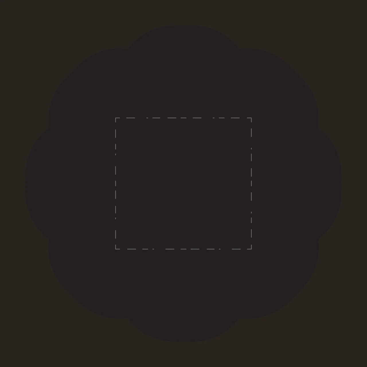 Black scalloped circular frame with dashed square center with black scalloped circle contrast preview thumbnail