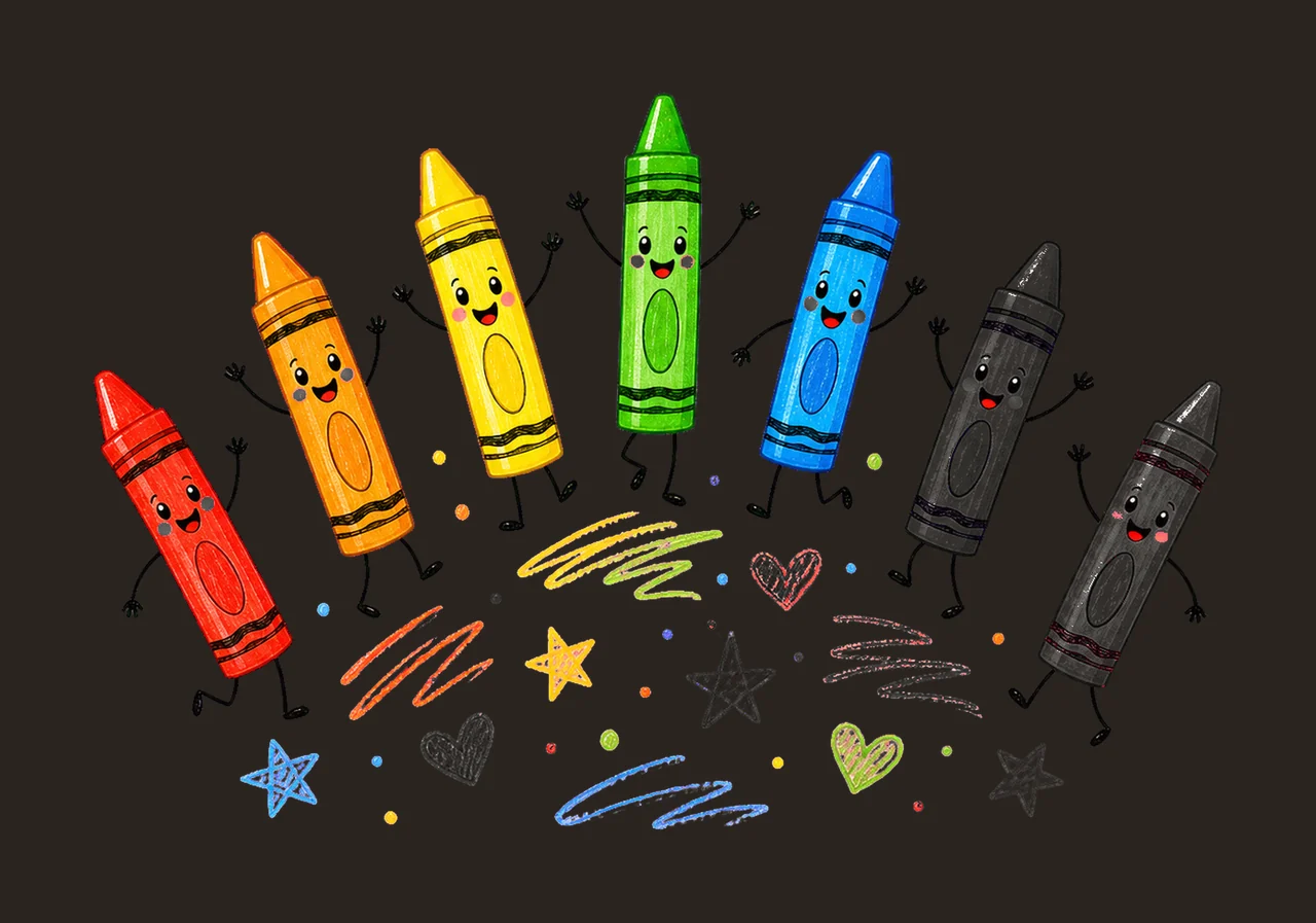 Happy Crayon Doodles Back to School sublimation Variation B contrast preview thumbnail