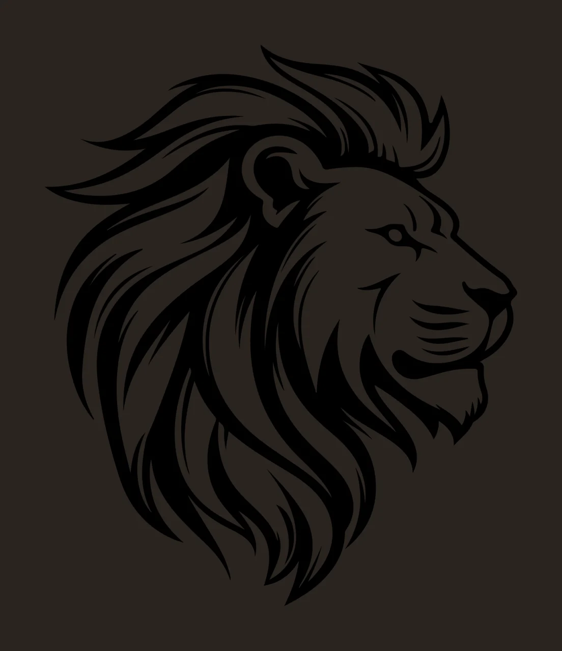Lion Head Face Black Right Profile mane stencil illustration contrast preview thumbnail