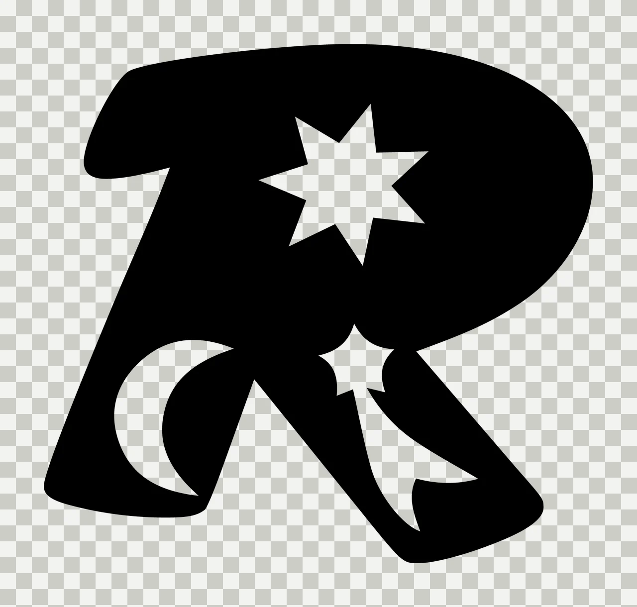 R Letter With Celestial Icons transparency and detail preview thumbnail