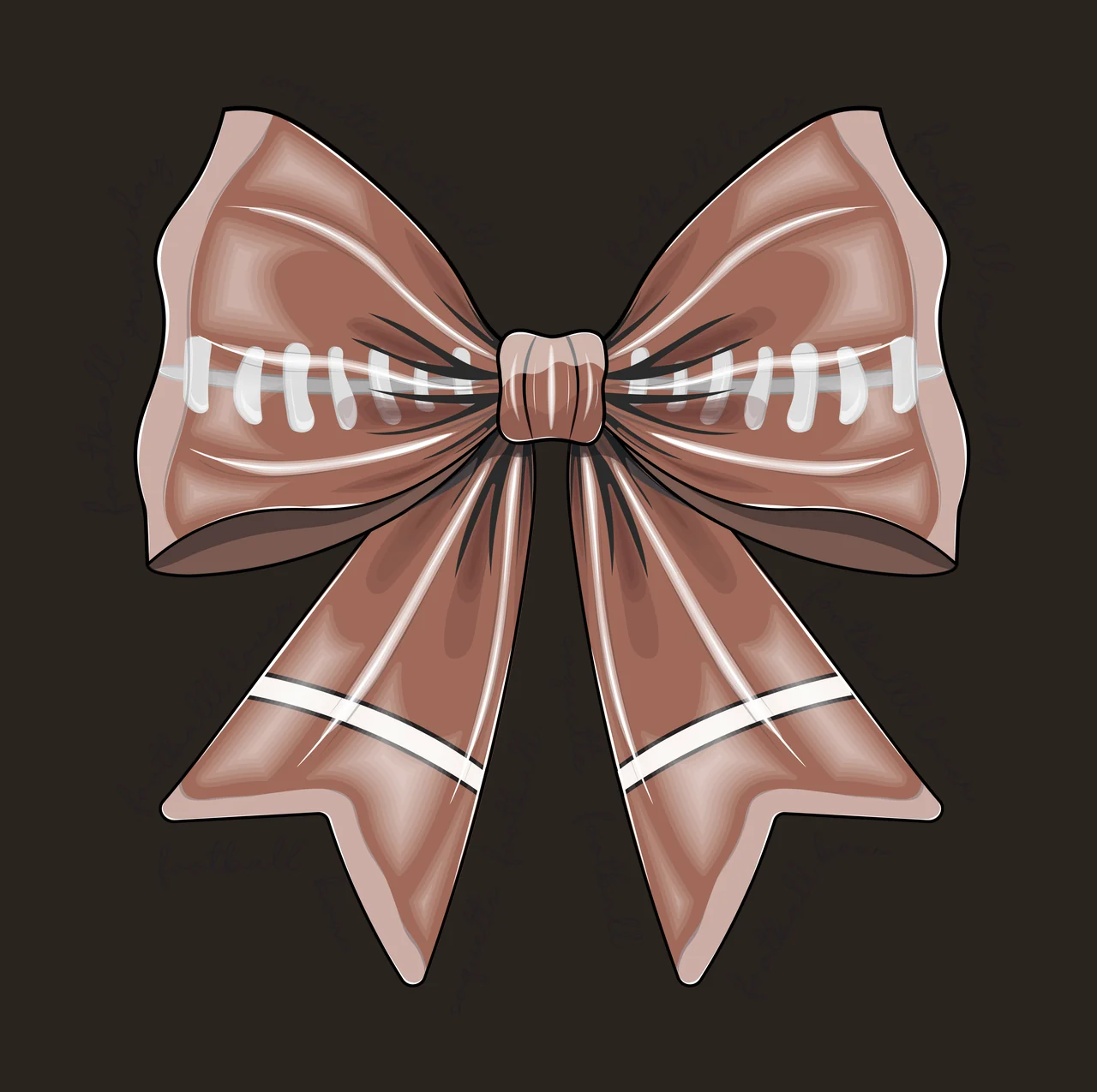 Bow Large Black Silhouette With Repeating Themed Cursive Variation contrast preview thumbnail
