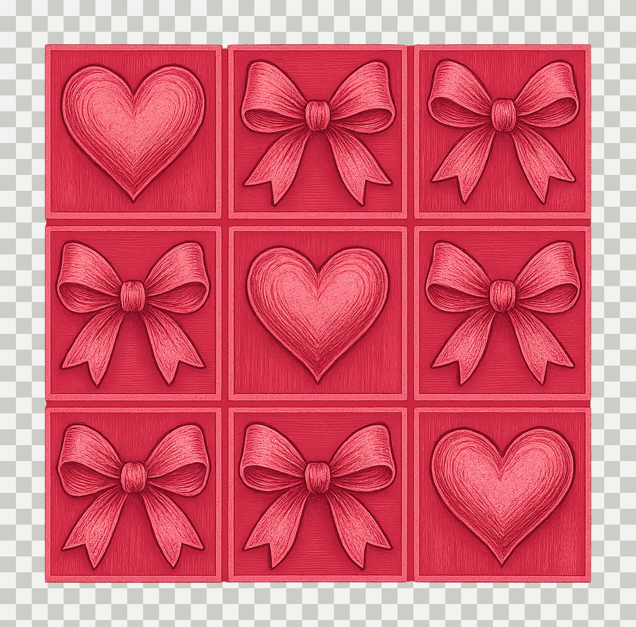 Retro checkered heart Valentines day Love Coquette Design transparency and detail preview thumbnail
