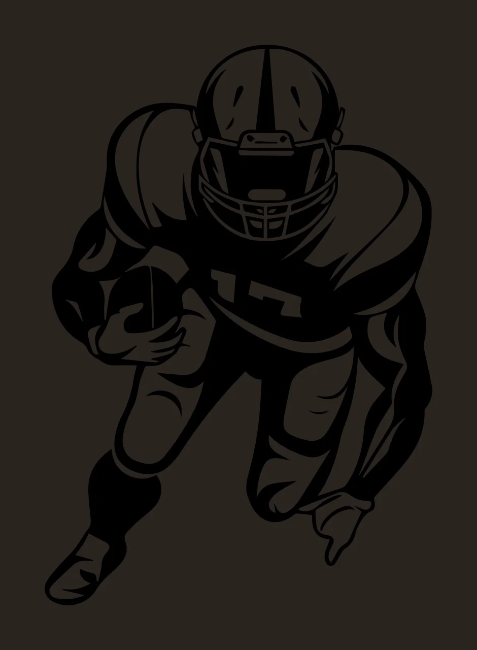 Football Player Running Holding Ball helmet silhouette black contrast preview thumbnail