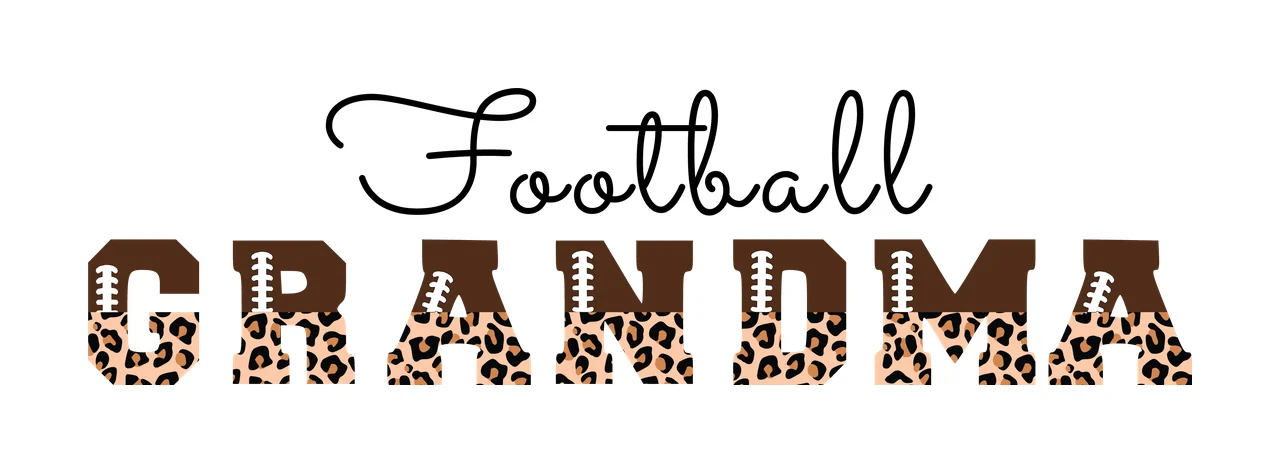 Football Grandma Text With Leopard Print letter black white