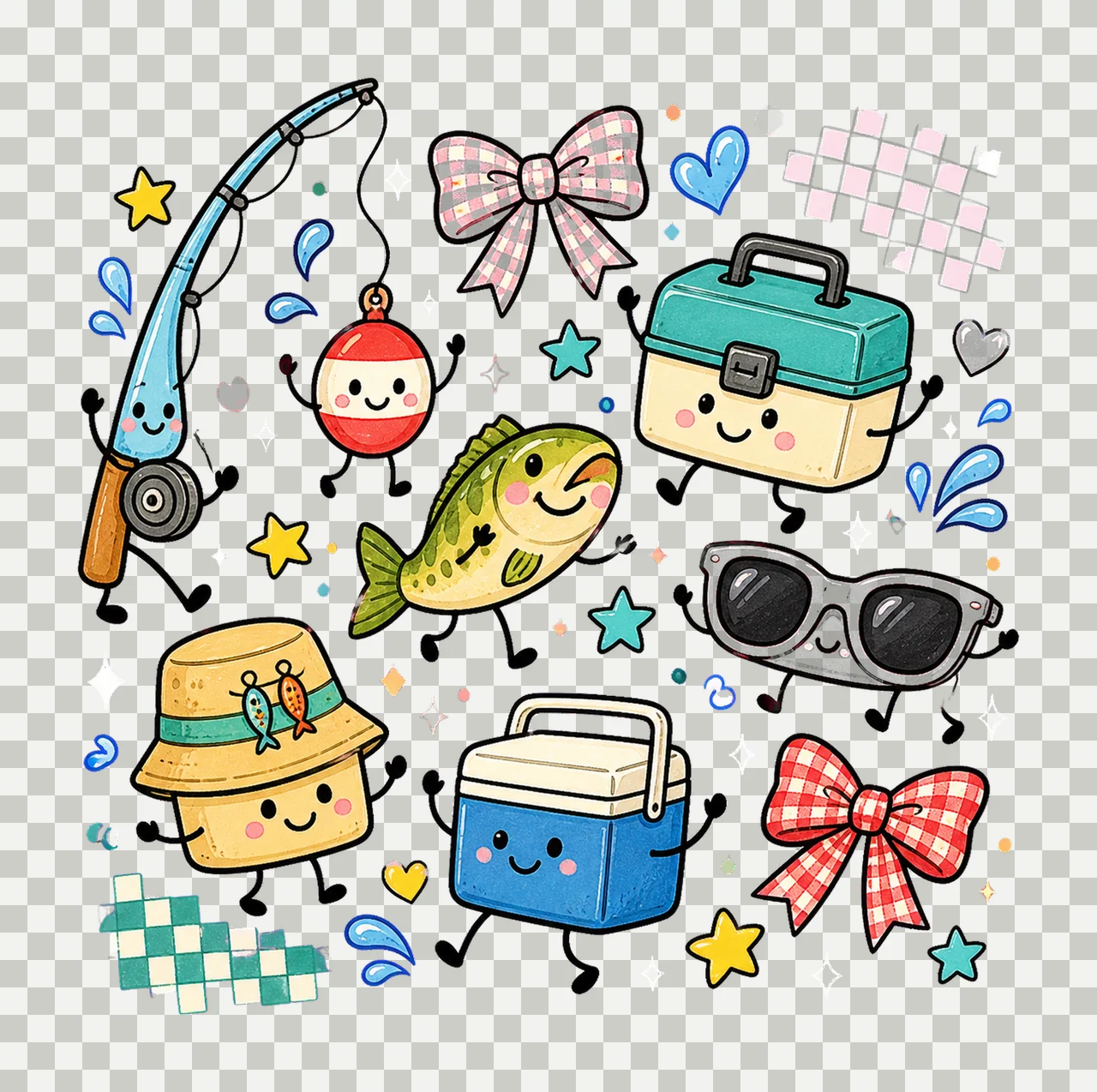 fishing summer 02 preppy checker sublimation instant shirt transparency and detail preview thumbnail