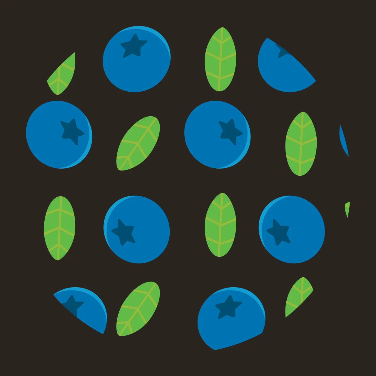 Keychain Berries And Leaves Pattern Print stars circles outline contrast preview thumbnail
