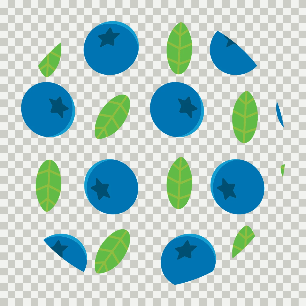 Keychain Berries And Leaves Pattern Print stars circles outline transparency and detail preview thumbnail