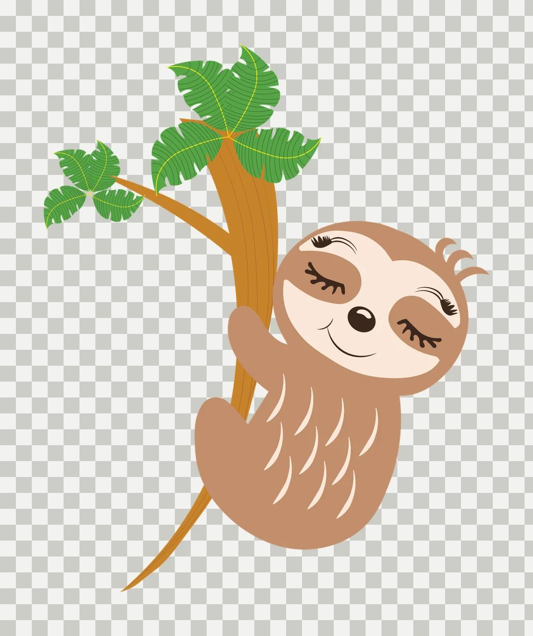 Animal Small Creature Hanging From A Tree branch leaves silhouette transparency and detail preview thumbnail