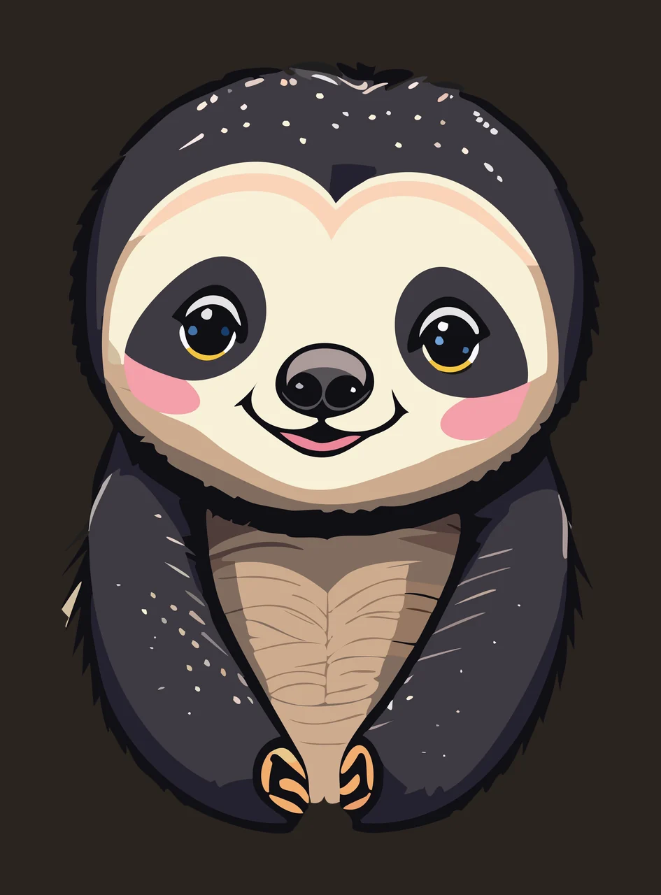 Cute Sloth Silhouette Illustration Sitting fur Minimalist black contrast preview thumbnail