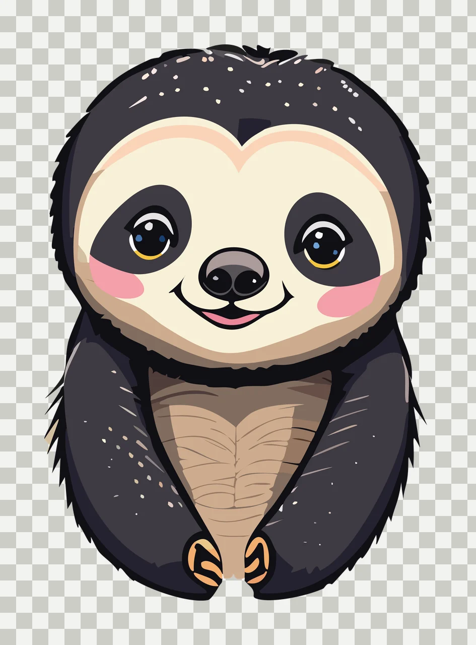 Cute Sloth Silhouette Illustration Sitting fur Minimalist black transparency and detail preview thumbnail