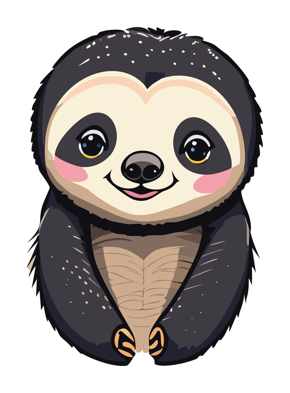 Cute Sloth Silhouette Illustration Sitting fur Minimalist black