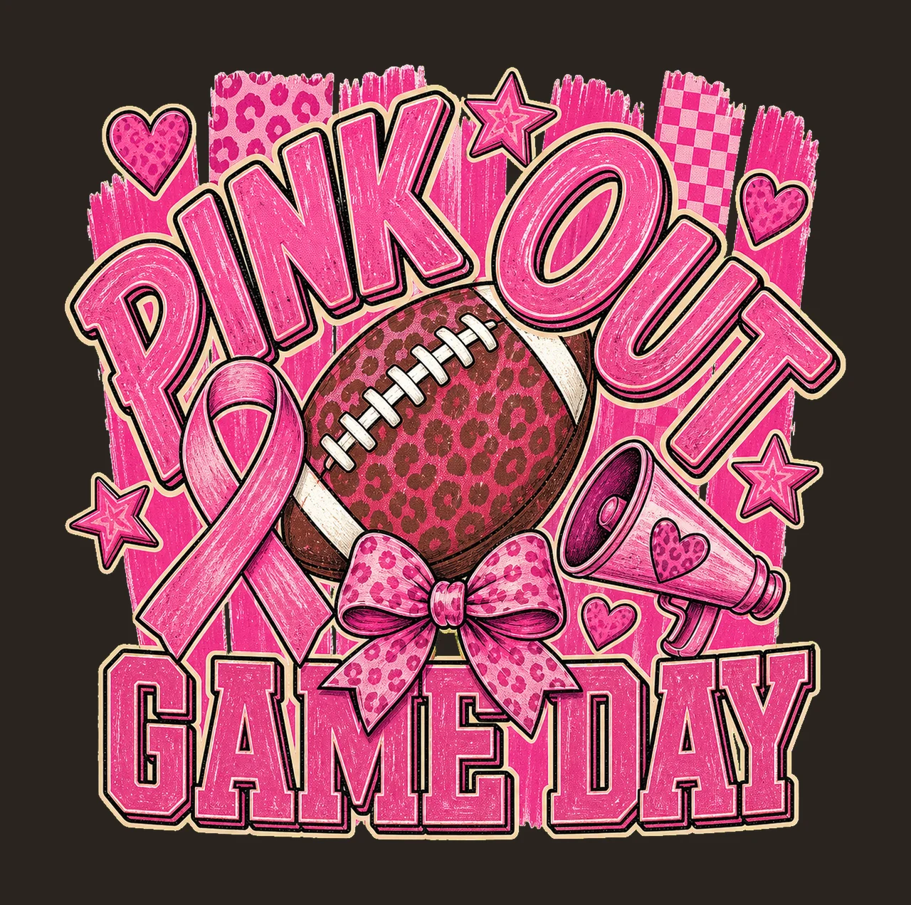 Pink Out Game Day Breast Cancer Football Design Variation D contrast preview thumbnail