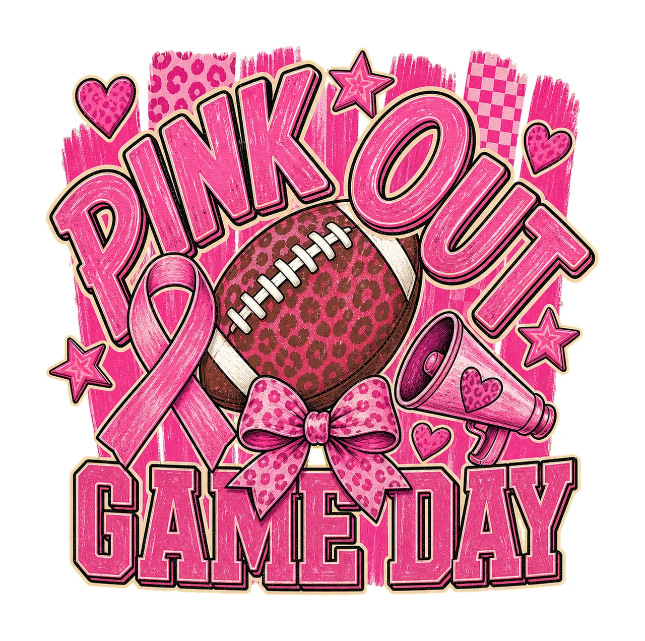 Pink Out Game Day Breast Cancer Football Design Variation D