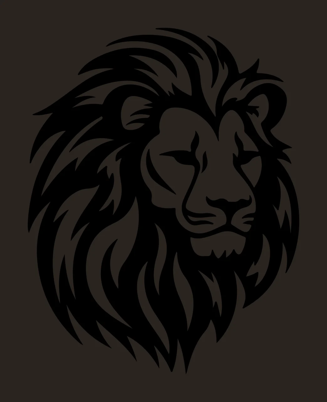 Lion Head Face Black And White Silhouette profile mane stencil contrast preview thumbnail