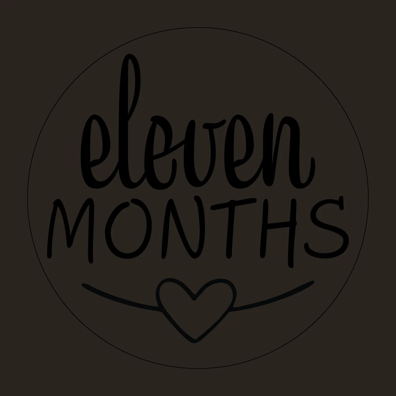 Milestone Eleven Months Circular Sticker With Decorative Heart circle contrast preview thumbnail