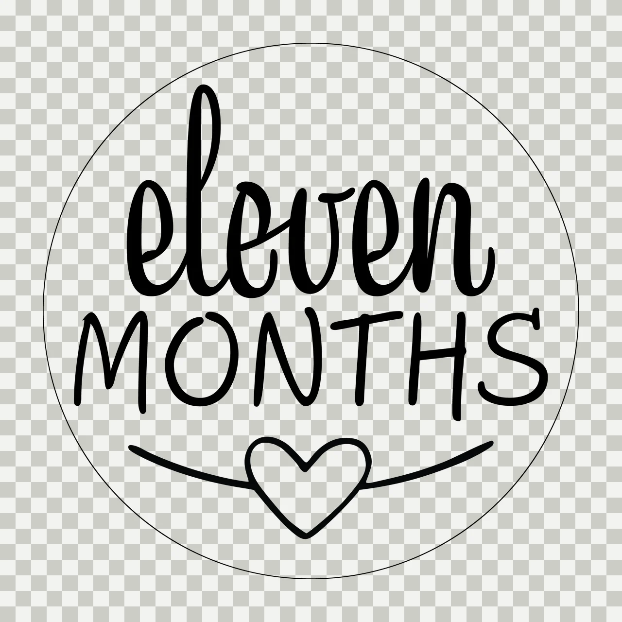 Milestone Eleven Months Circular Sticker With Decorative Heart circle transparency and detail preview thumbnail
