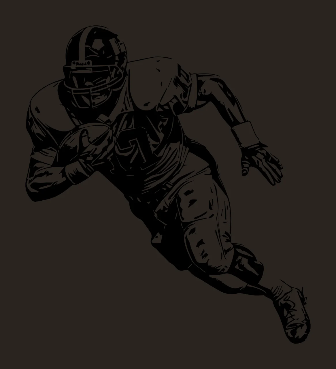 Football Player American Running With Ball helmet jersey pants contrast preview thumbnail