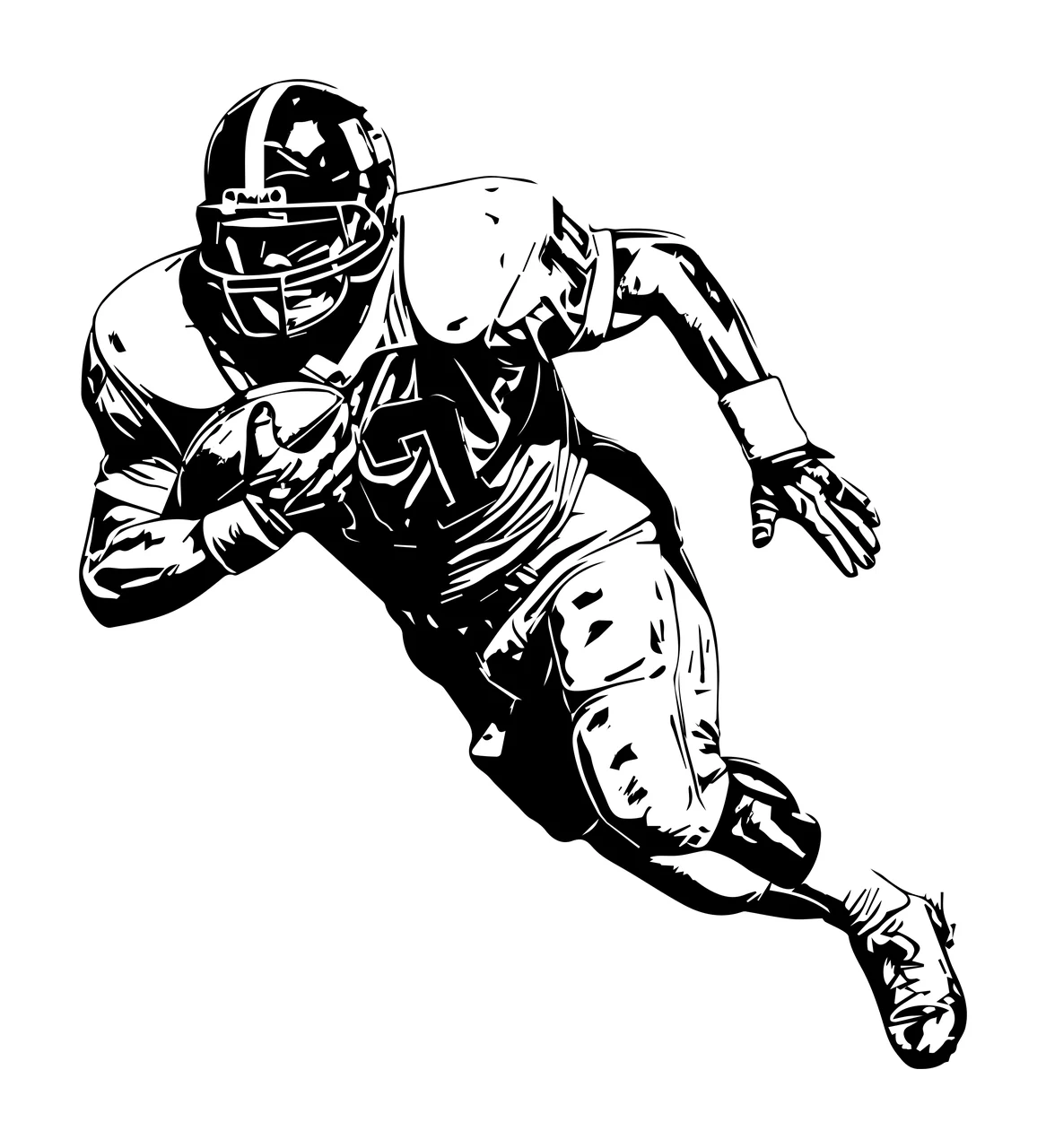 Football Player American Running With Ball helmet jersey pants