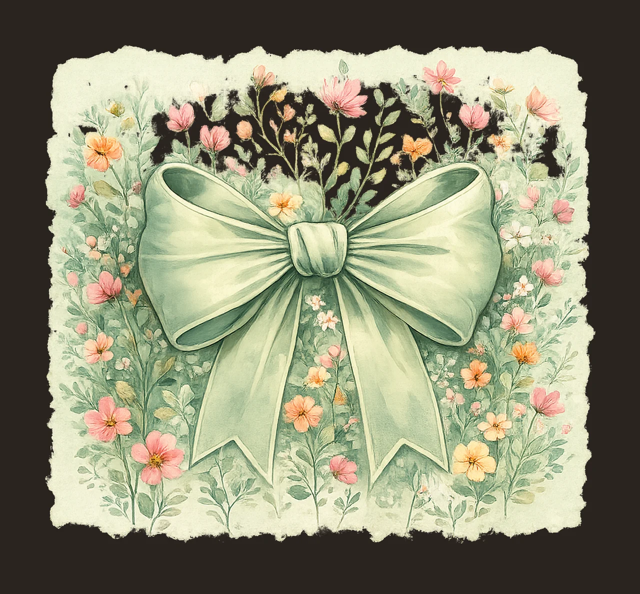 Floral Coquette Bow Watercolor Floral Design Preppy Bow contrast preview thumbnail