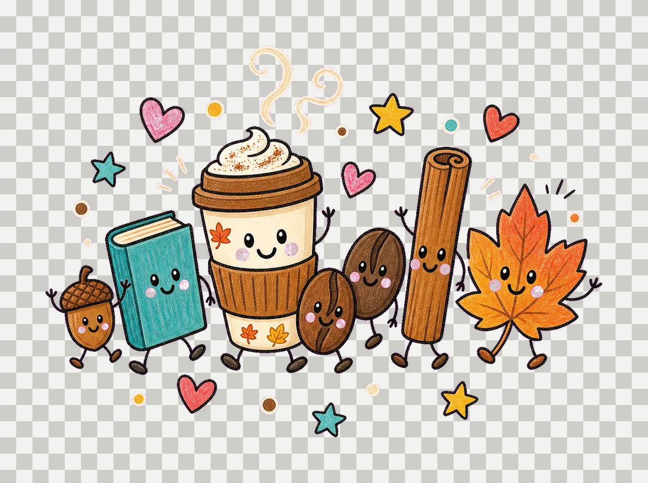 coffee lover fall 01 walking lineup sublimation instant transparency and detail preview thumbnail