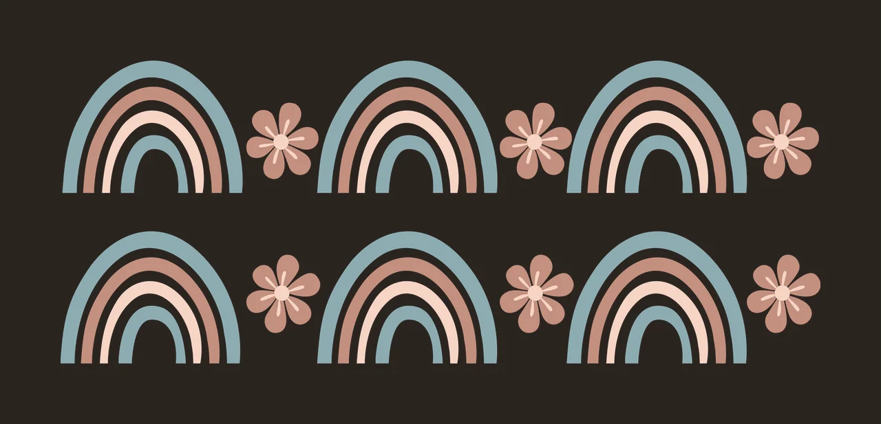 Can Glass Wrap Rainbow And Flower Repeating Border aligning contrast preview thumbnail