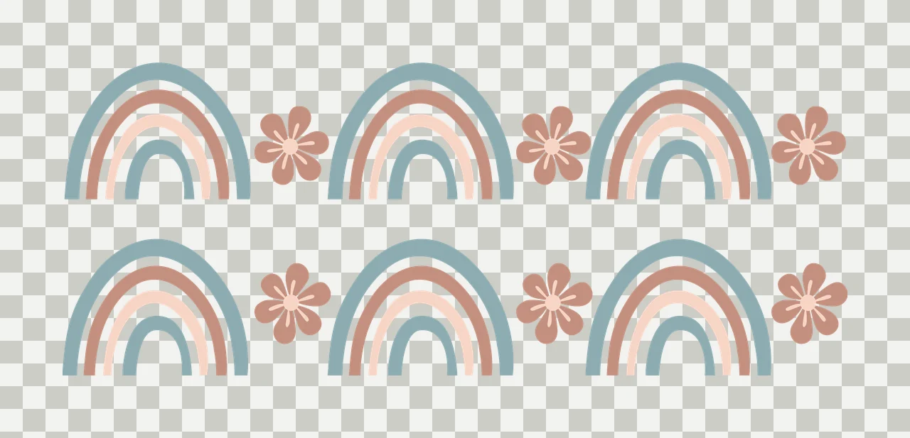 Can Glass Wrap Rainbow And Flower Repeating Border aligning transparency and detail preview thumbnail