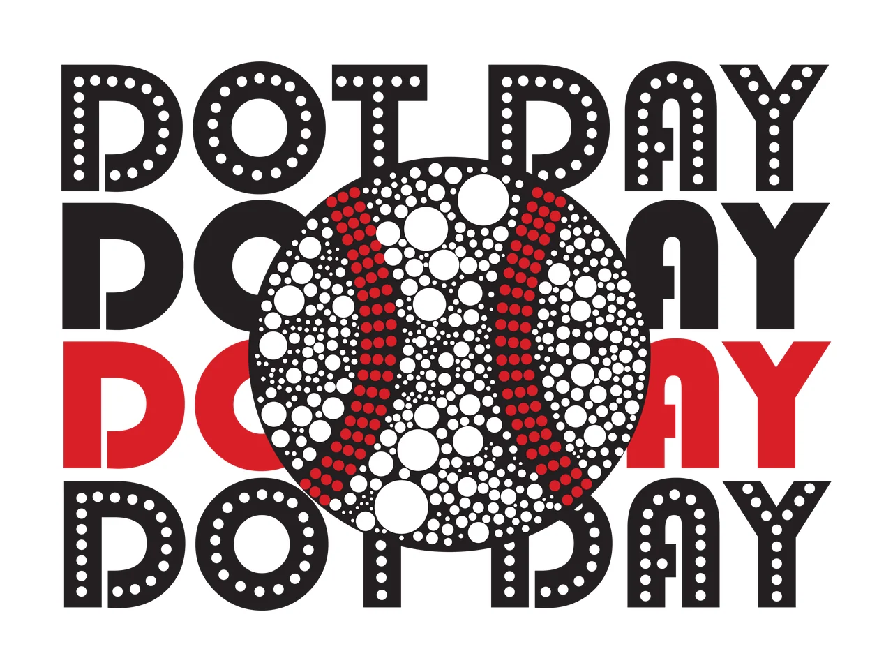 Dot Day Design With Circle typography dots black white grid