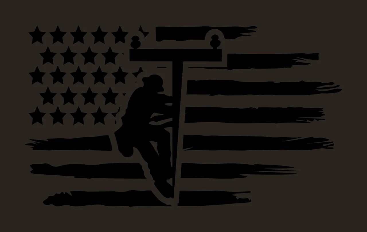 Black Utility Worker Flag Silhouette climbing pole white climb contrast preview thumbnail