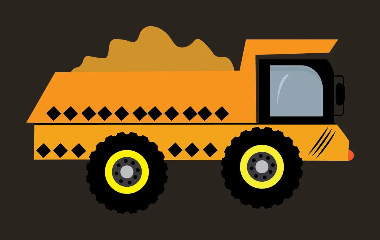 Loaded Truck Silhouette With Square Patterns transporting mound contrast preview thumbnail