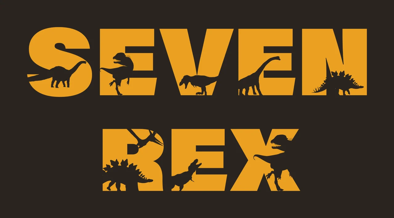 Dinosaur Seven Rex Typography With Dinosaurs and silhouettes contrast preview thumbnail