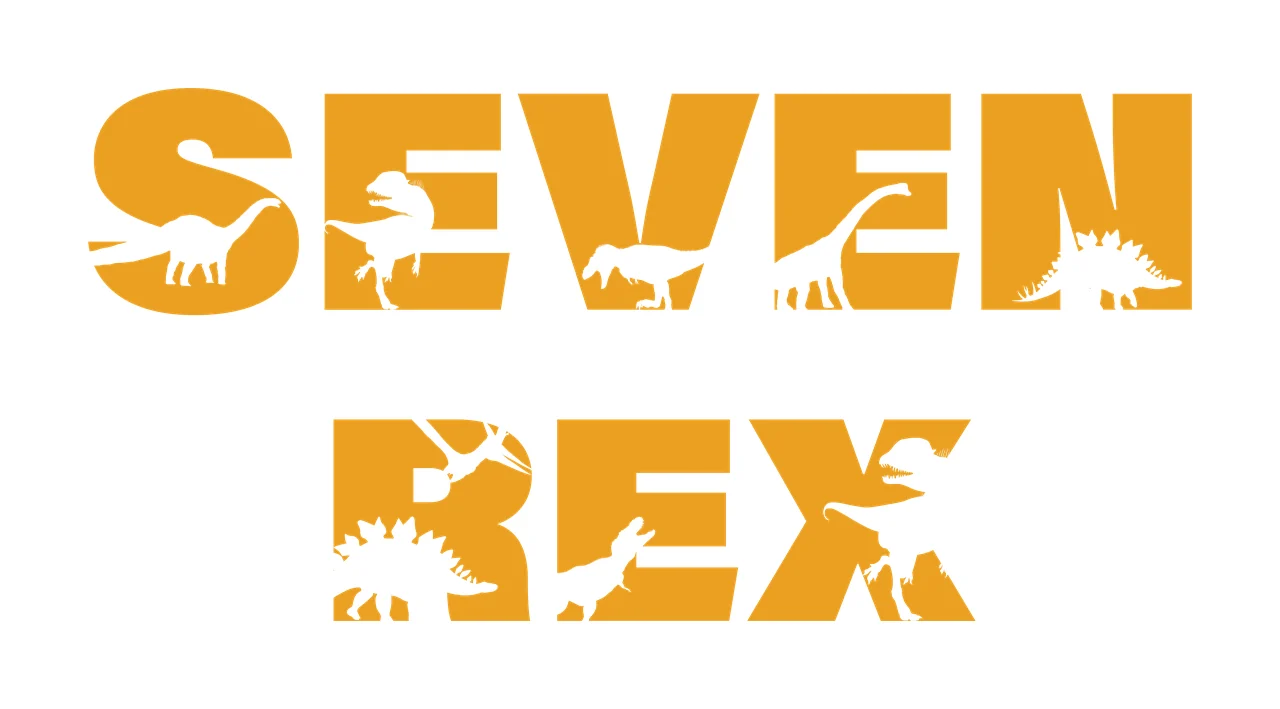 Dinosaur Seven Rex Typography With Dinosaurs and silhouettes