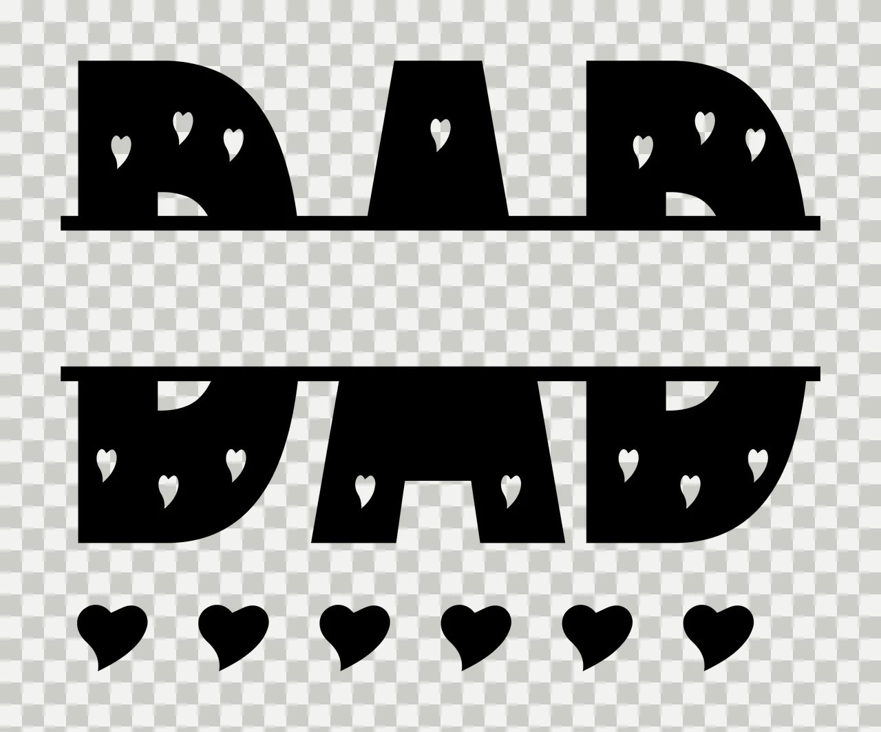 Dad Dad Split Name Text Design Decorated and heart shapes letters transparency and detail preview thumbnail