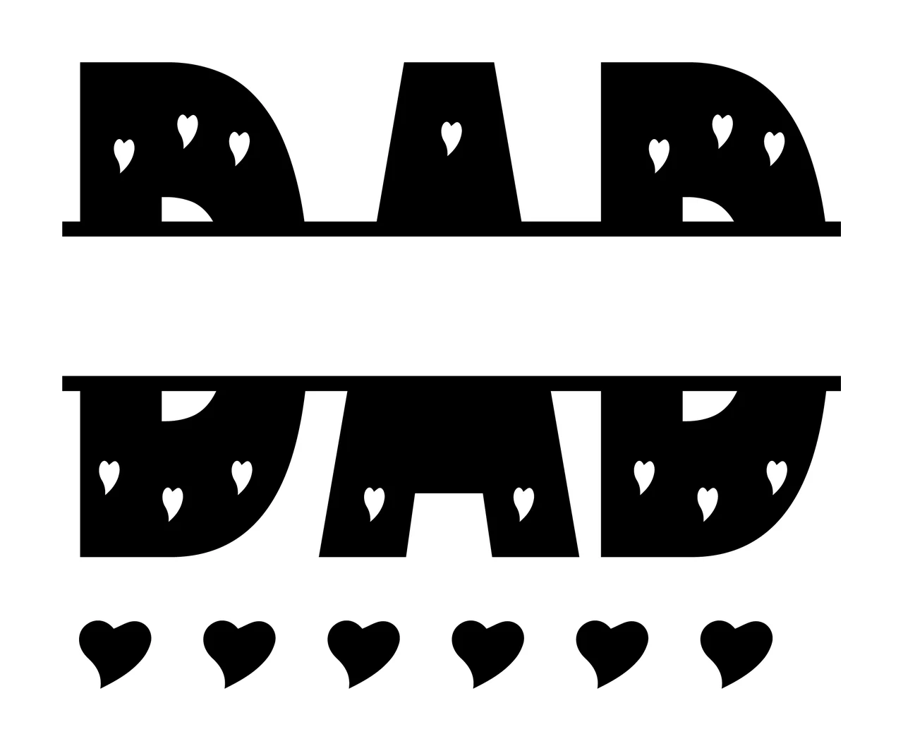 Dad Dad Split Name Text Design Decorated and heart shapes letters