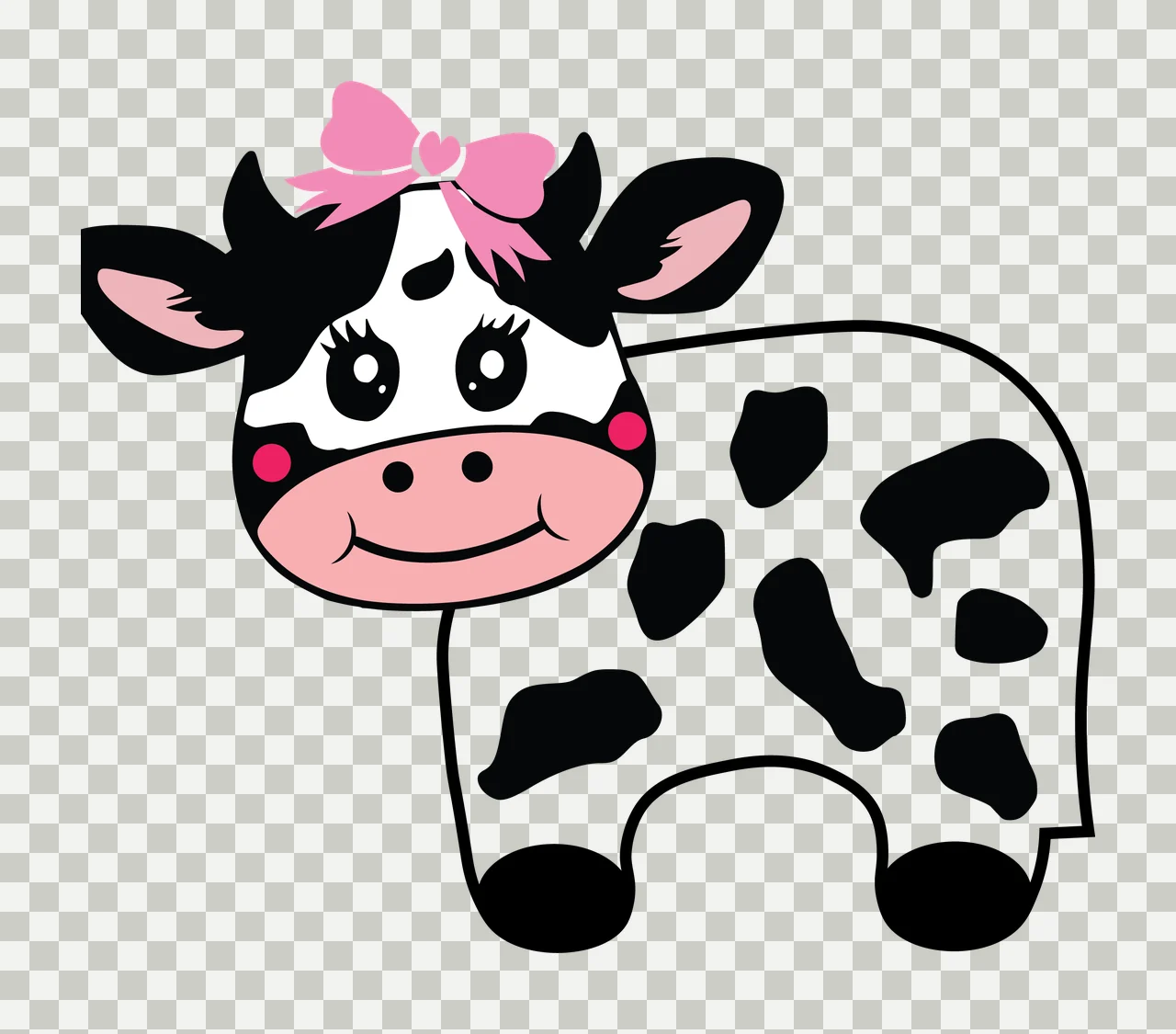 Cow Spotted Silhouette With Bow standing spots black white transparency and detail preview thumbnail