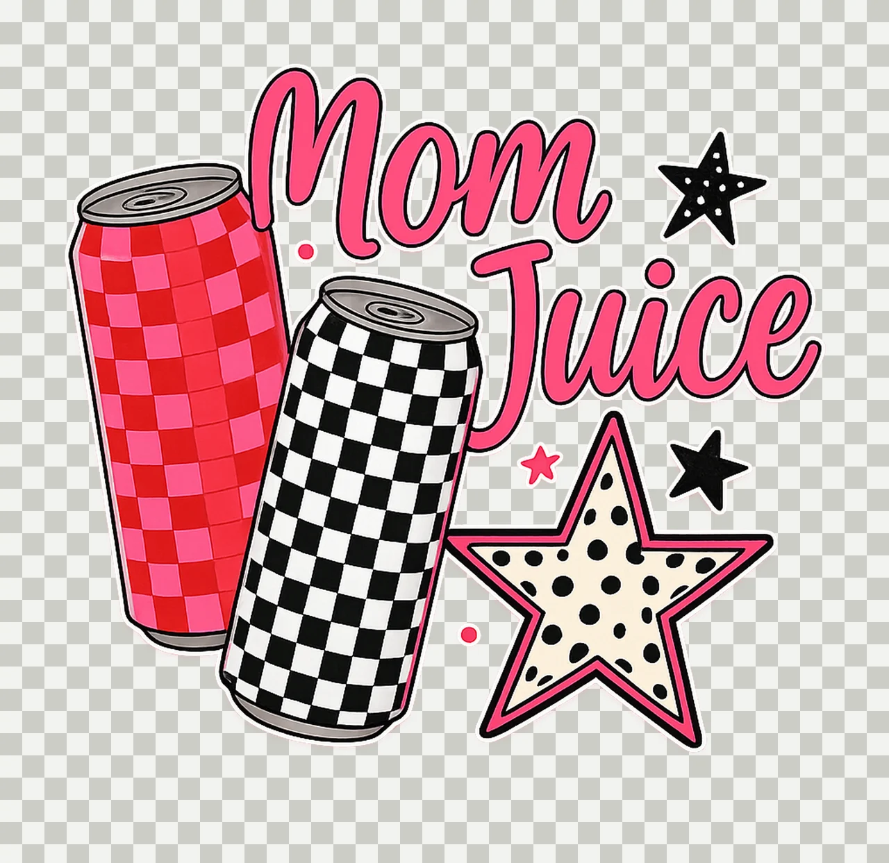 Mom Juice checkered dalmatian ORIGINAL She Just Mom DESIGNER transparency and detail preview thumbnail