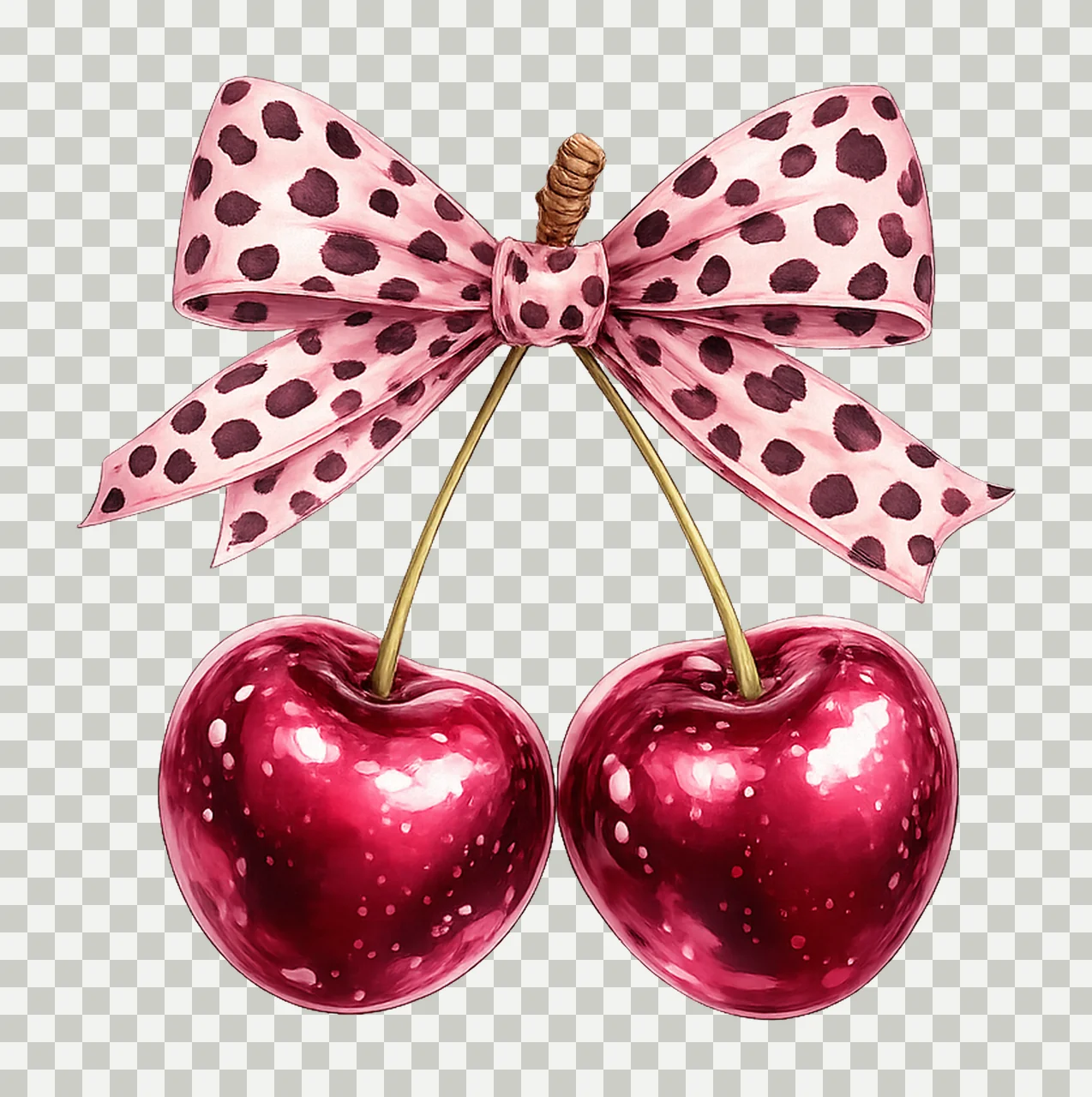 Coquette Cherry Bow and Cherry Animal Print Cherry Bow transparency and detail preview thumbnail
