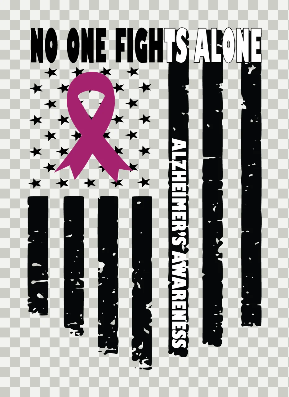 No One Fights Alone Flag Ribbon waving stars stripes black transparency and detail preview thumbnail
