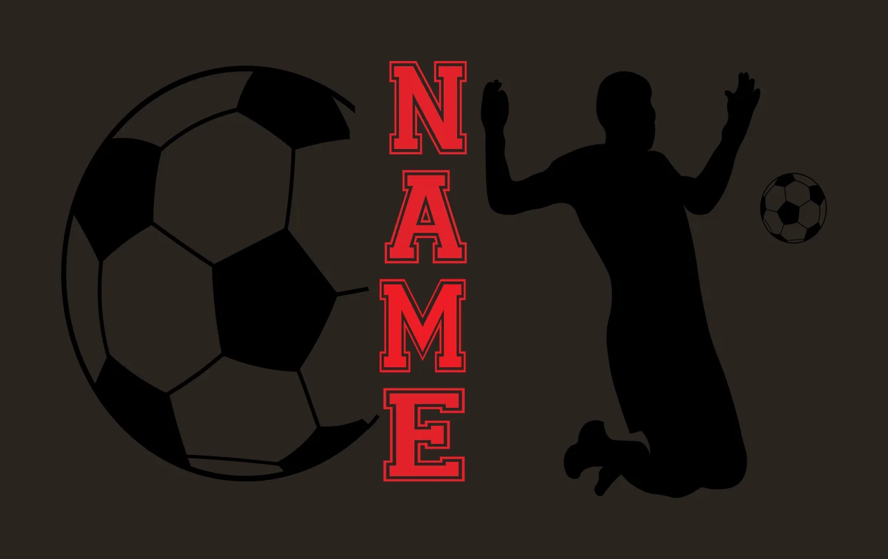 Soccer Name Silhouette Of Person Jumping With Ball black Variation contrast preview thumbnail