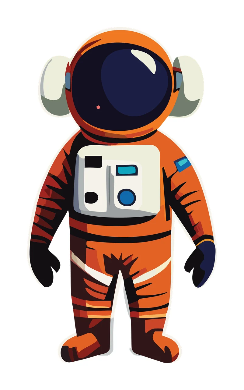 Space Astronaut Suit Silhouette On White standing helmet minimalist