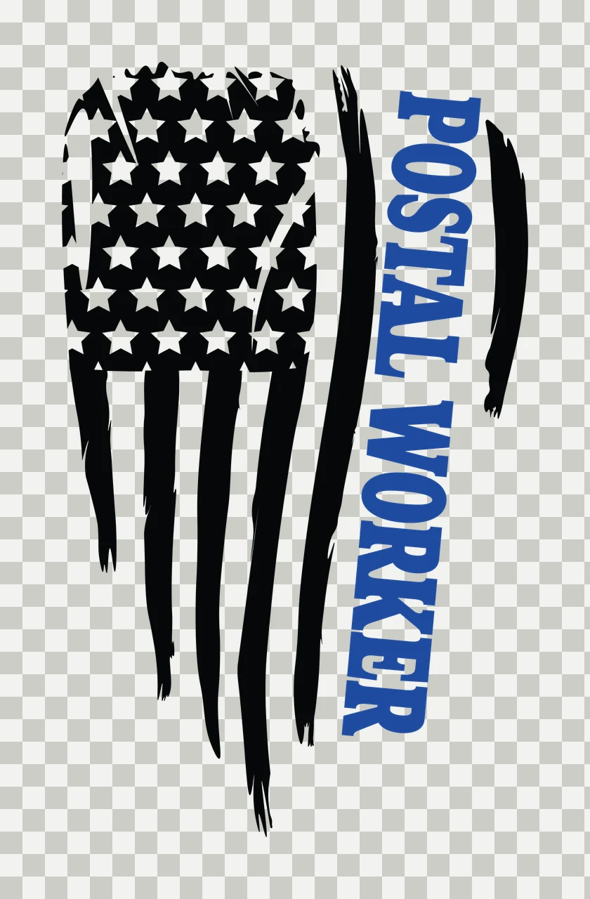Postal Worker Flag Text With Motif stars stripes distressed graphic transparency and detail preview thumbnail