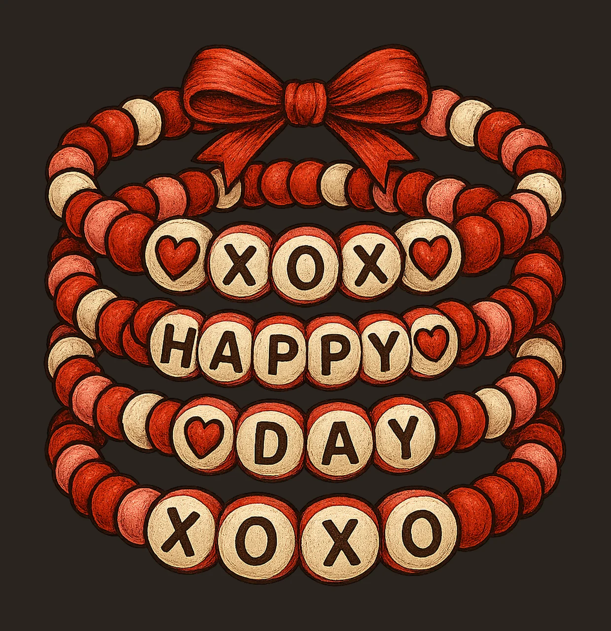 Valentines Friendship Bracelet XOXO Shirt Design Happy Day contrast preview thumbnail