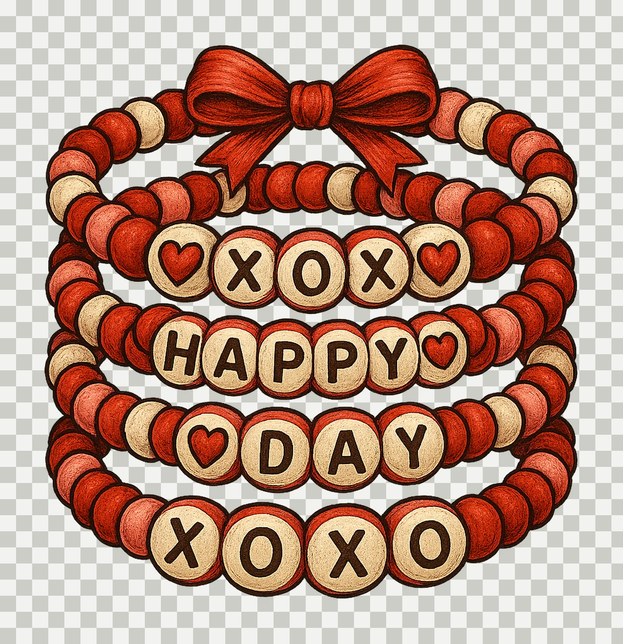 Valentines Friendship Bracelet XOXO Shirt Design Happy Day transparency and detail preview thumbnail