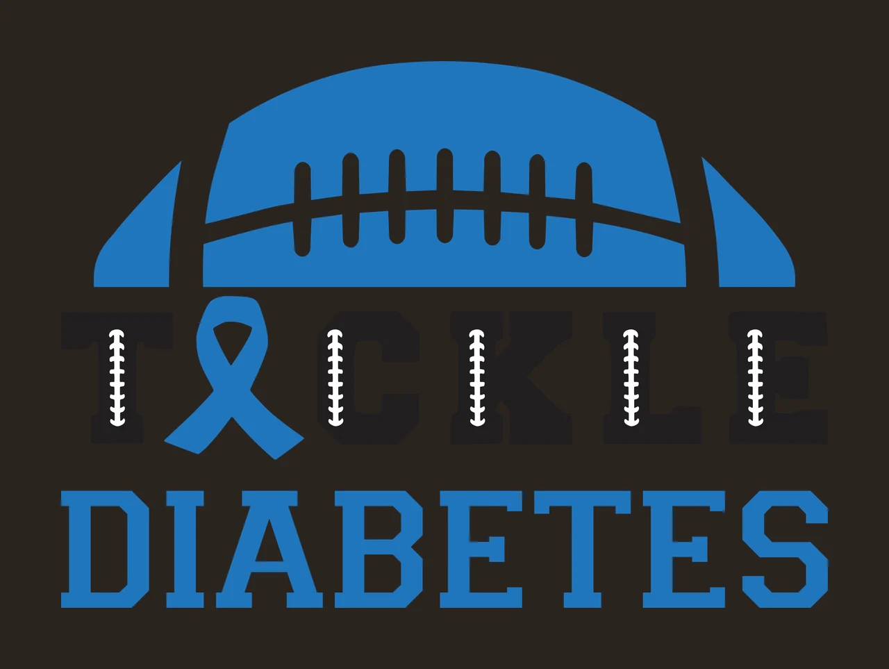 TACKLE DIABETES Football-themed awareness logo Design with blue football, white laces, blue ribbon and black letters with white laces contrast preview thumbnail