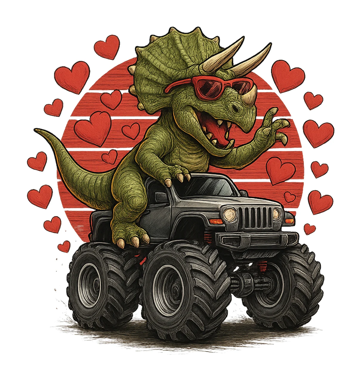 Rex Monster Truck Valentines Day for Kids Dinosaur Love