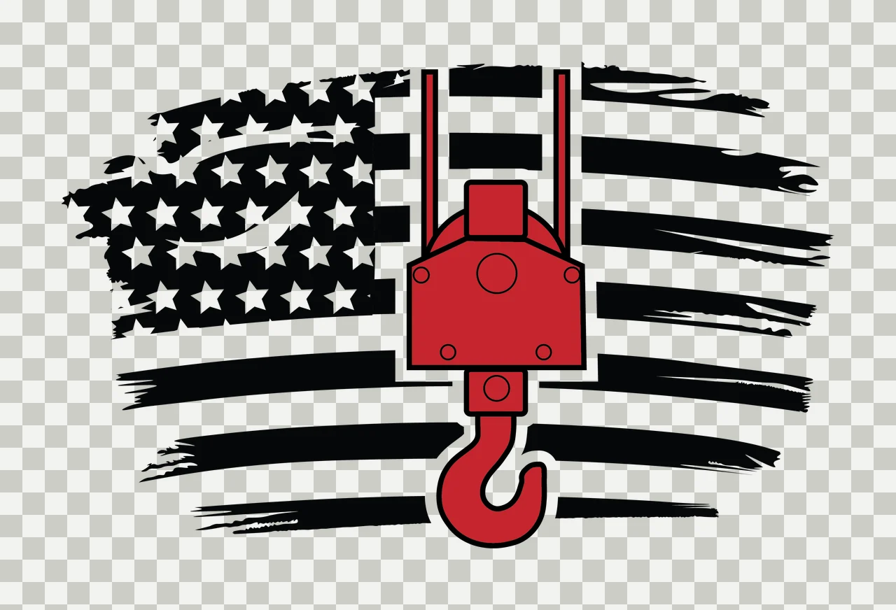Crane Flag Background With Hook overlaying stars stripes silhouette transparency and detail preview thumbnail