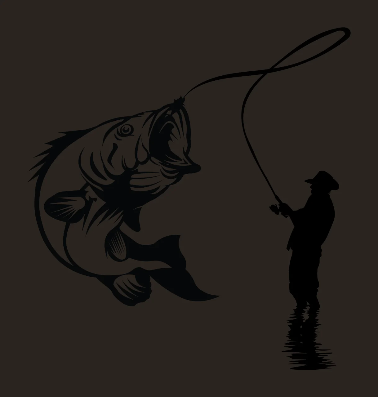 Fish Angler Fishing For Large Mouth rod water high contrast graphic contrast preview thumbnail