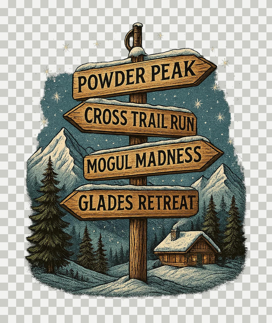 Funny Ski Vacation Sign Hand Drawn Sublimation Design Aprs transparency and detail preview thumbnail