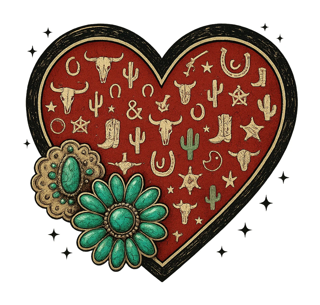 Western Valentine Design Cattle Brand Heart Sublimation Art