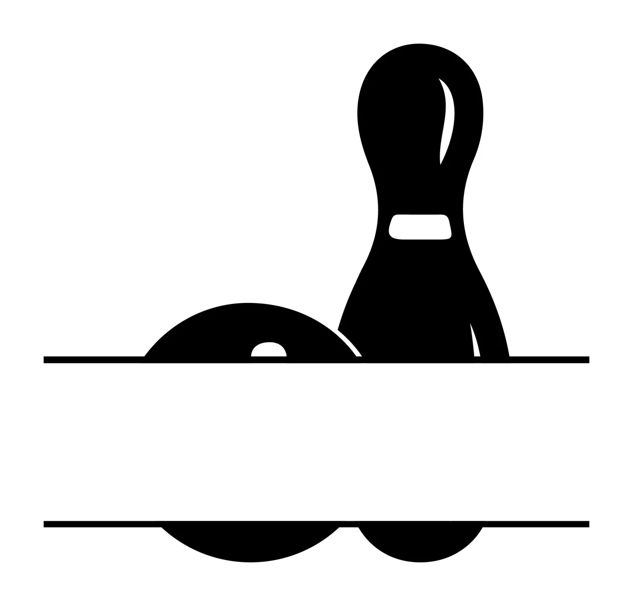 Bowling Pin And Ball With Banner Sports