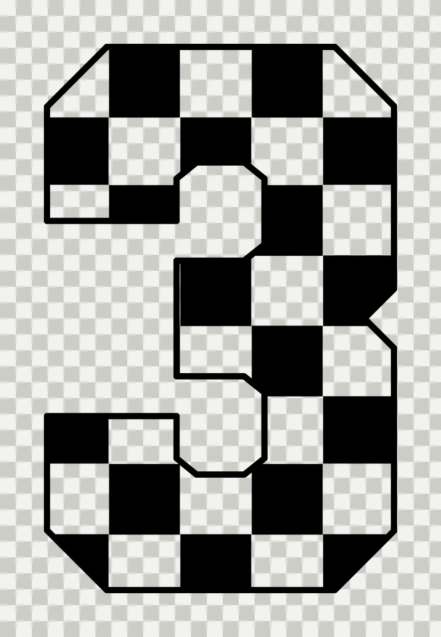 3 Number Three With A Black And White checkerboard pattern transparency and detail preview thumbnail
